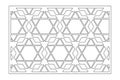 Decorative card for cutting. Arabic linear mosaic pattern. Laser cut. Ratio 3:2. Vector illustration