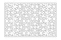 Decorative card for cutting. Geometric arabic mosaic pattern. Laser cut. Ratio 2:3. Vector illustration