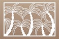 Decorative card for cutting. Palm leaf pattern. Laser cut panel. Ratio 2:3. Vector illustration