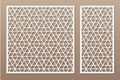 Set decorative card for cutting. Recurring Artistic  Arab mosaic pattern. Laser cut. Ratio 1:1, 1:2. Vector illustration Royalty Free Stock Photo