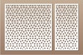 Set decorative card for cutting. Recurring Artistic  Arab mosaic pattern. Laser cut. Ratio 1:1, 1:2. Vector illustration Royalty Free Stock Photo