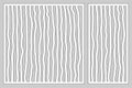 Decorative card set for cutting laser or plotter. Doodle line Pattern panel. Laser cut. Ratio 1:2; 1:1. Vector illustration