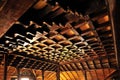 Decorative carved woodan ceiling of Padmanabhapuram Palace