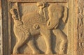 Decorative carving on the wall of 84-Pillared Cenotaph, Bundi, R