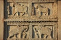 Decorative carving on the wall of 84-Pillared Cenotaph, Bundi, R Royalty Free Stock Photo