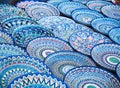 Decorative ceramic plates with traditional uzbekistan ornament o