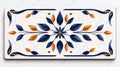 Decorative Ceramic Tile with Floral Pattern in Blue and Orange on White Background Royalty Free Stock Photo
