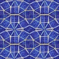 Blue ceramic tile pattern with geometric star design Royalty Free Stock Photo