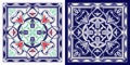 Decorative ceramic tile. Vector illustration. Square ornamentseamless tile Royalty Free Stock Photo