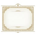 Decorative certificate frame featuring gold ornate designs on a white Royalty Free Stock Photo