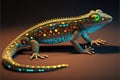 Decorative chameleon, realistic figurine made with glass beads. Generated by AI, AI generative art