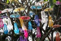 Decorative Chinese umbrellas in composition, Thailand