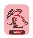 Rabbit as a Chinese zodiac sign. 2023 year. Vector illustrations Royalty Free Stock Photo