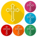 Decorative Christian cross icons set with long shadow Royalty Free Stock Photo