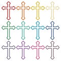 Decorative Christian cross icons set