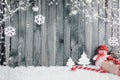 Decorative Christmas Background Composed of a Snowman, a Giant Candy Stick and Various Gifts