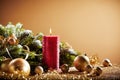 Decorative Christmas background with red candle Royalty Free Stock Photo