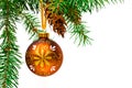 Decorative Christmas ball on the Christmas tree. Royalty Free Stock Photo