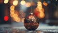 Decorative christmas baubles against bokeh background. Royalty Free Stock Photo