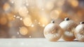 Decorative christmas baubles against bokeh background. Selective focus and shallow depth of field. Ai generated Royalty Free Stock Photo