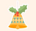 Decorative Christmas bell ornament with holly Royalty Free Stock Photo