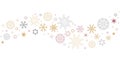 Decorative christmas border wave with snowflakes and stars gold Royalty Free Stock Photo