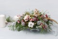 Decorative Christmas bouquet with candles Royalty Free Stock Photo