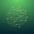 Decorative Christmas circle made of lights on green background. Royalty Free Stock Photo