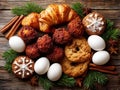 decorative Christmas food border Royalty Free Stock Photo