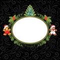 Decorative Christmas frame with gingerbread Santa Claus