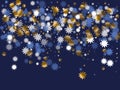 Decorative Christmas star vector ornament graphic design. Gold blue white twinkle decoration Royalty Free Stock Photo