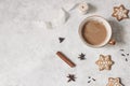 Decorative Christmas still life. Winter composition of gingerbread cookies, anise stars and cloves with cinnamon Royalty Free Stock Photo