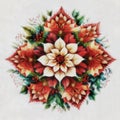 Decorative Christmas theme, suitable for a card, mandala of flowers and dried plants