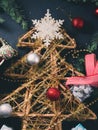 Decorative Christmas tree with baubles Royalty Free Stock Photo