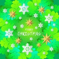 Decorative Christmas tree branches. Festive Xmas border of green branch of pine. Creative design with vibrant gradients. Royalty Free Stock Photo