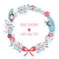 Decorative Christmas wreath celebration postcard