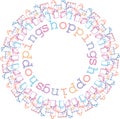 Decorative circle frame from various colorful outlines shopping bags Royalty Free Stock Photo