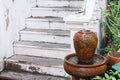 Decorative clay jar fountain. Royalty Free Stock Photo