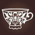 Decorative coffee cup. Laser cutting vector cup. Royalty Free Stock Photo