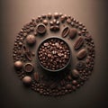 decorative coffee and spice pattern illustration