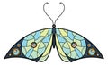 Decorative color ornament wings butterfly. Elegant green moth