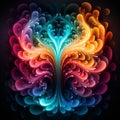 Vibrant Neon Colors: Abstract Floral Tree With Symmetrical Patterns Royalty Free Stock Photo