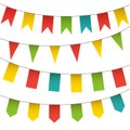 Decorative colorful flags and bunting garlands set. Vector isolated carnival elements collection