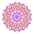 Decorative colorful gradient mandala with floral elements isolated on white background. Indian design element decorative vector