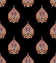 Decorative colorful Indian Mughal seamless pattern for textile print. Colorful vintage motif