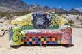 Decorative Colorful Sofa in the Ghost City of Rhyolite in Goldwell Open Air Museum in Nevada, USA