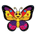 Decorative Colorful Vector Butterfly with Spots - Kids Craft & Art Element Royalty Free Stock Photo