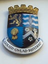 Decorative colourful Welsh heraldic symbol on wall