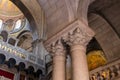 Decorative columns in the interior of the Church of the Holy Sepulchre in the Old City in Jerusalem, Israel Royalty Free Stock Photo