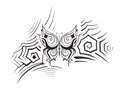 Decorative composition of abstract elements and ornamented abstract silhouette butterfly. Maybe for tattoo